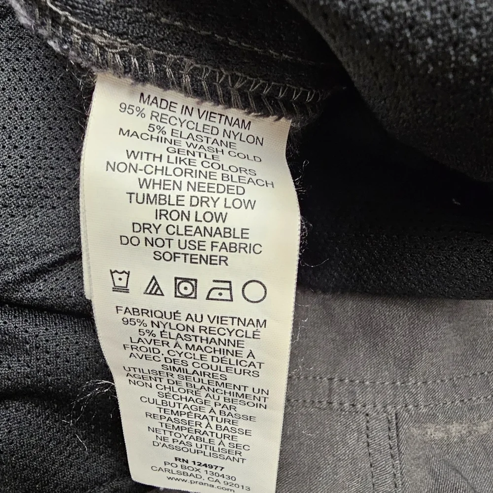 Prana Stretch Slim Fit Alameda Performance Hiking Outdoor Pants Nylon Mens 38x30